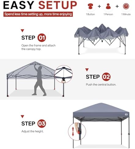 ABCCANOPY 8x8 Pop Up Canopy, Heavy Duty Weather Protection, Light Gray
