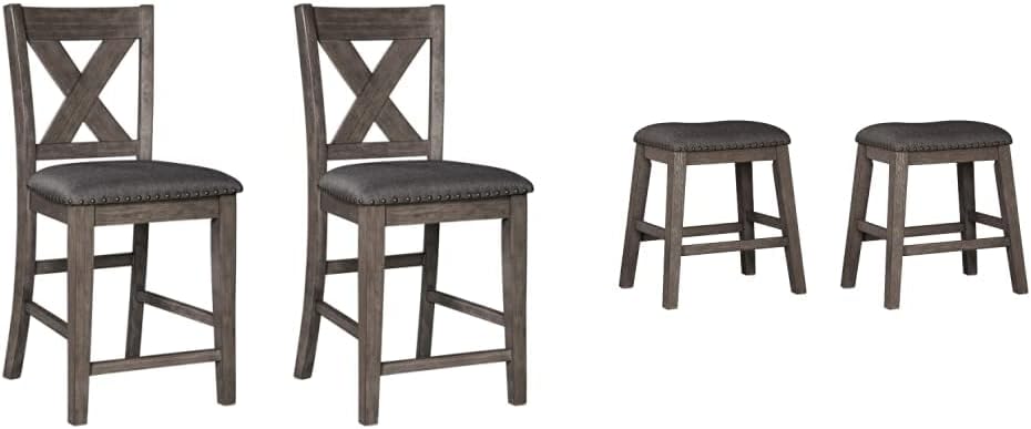Signature Design by Ashley Caitbrook 24" Counter Height Barstools, Set of 4, Gray