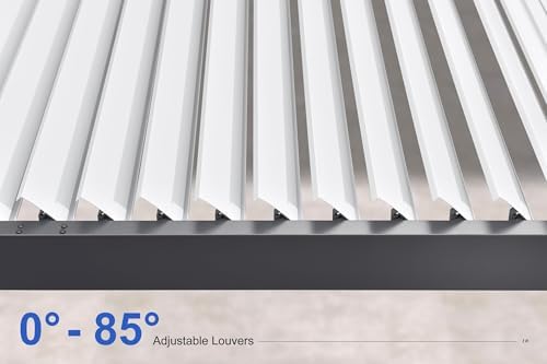 PURPLE LEAF Louvered Pergola 11' x 18' White Roof Aluminum Frame for Patios