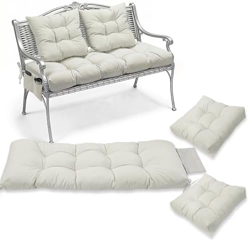 Yddsky 3Pcs Wicker Chair Cushion Sets for Patio Furniture,White,47*19*4''