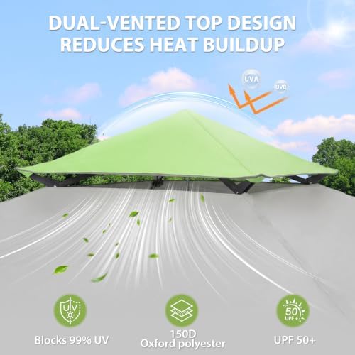 EAGLE PEAK 13x13 Pop Up Canopy Tent, Auto Extended Eaves, Gray