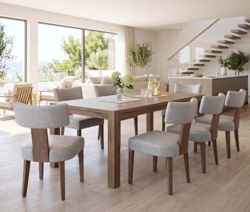 RIVOVA Mid Century Modern Dining Chairs Set of 4 PU Leather Upholstered Side Chairs, Modern Kitchen Armless Parson Chairs Solid Wood Dining Chairs, Grey