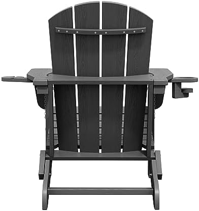 SERWALL Outdoor Adirondack Chair Set of 2 with 2 Cup Holders,Foldable,Grey
