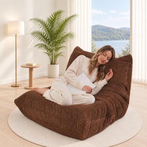 N&V Fireside Chair, Mid Century Armless Floor Sofa, Soft Premium Corduroy Floor Lounge Chair, Foam Sofa for Living Room Bedroom and Office (Future Dusk)
