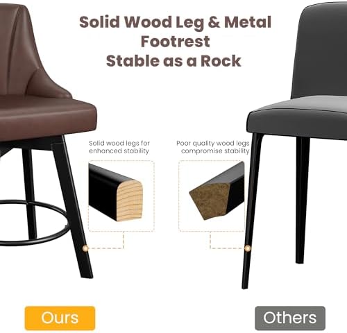 YaFiti Swivel Bar Stools with Backs, 24" Counter Height Bar Stools Set of 2