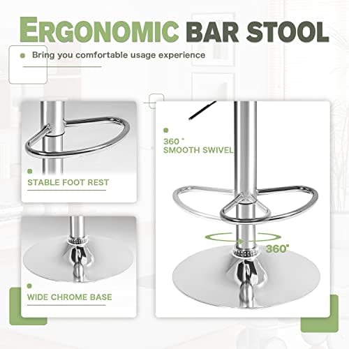 Furmax Bar Stools Modern Pu Leather Swivel Adjustable Hydraulic Bar Stool Square Counter Height Stool Set of 4 (4pcs White)