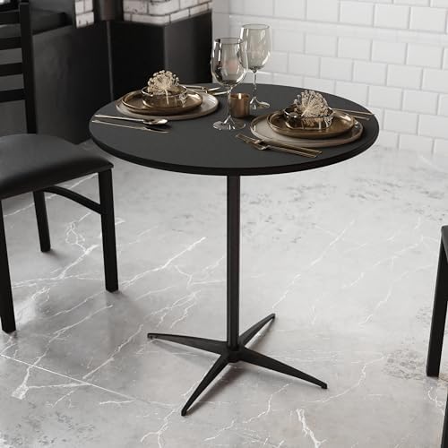 Flash Furniture 30 in Wood Round Cocktail Table, Black