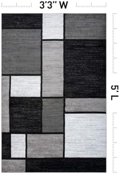 Rugshop Modern Boxes Contemporary Living Room Area Rug Gray 3'3" x 5'3"