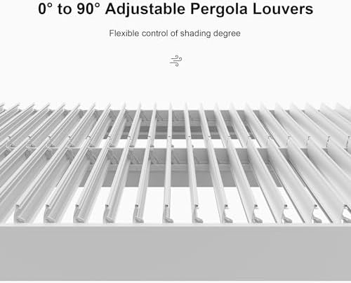 PURPLE LEAF Louvered Pergola 12' x 20' White Adjustable Hardtop for Patio