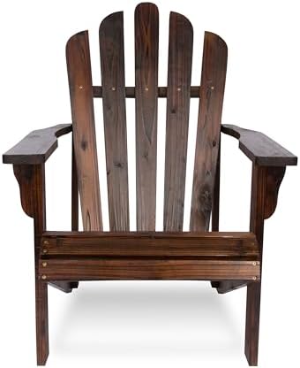 Shine Company Westport Wooden Adirondack Chair, Outdoor Patio Firepit Chairs, Back & Seat Pre-Assembled, Burnt Brown