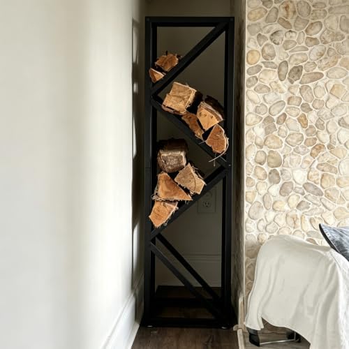 Yohsnor 46x12in Indoor Firewood Rack,Multiple Storage Zones for Fire Pits
