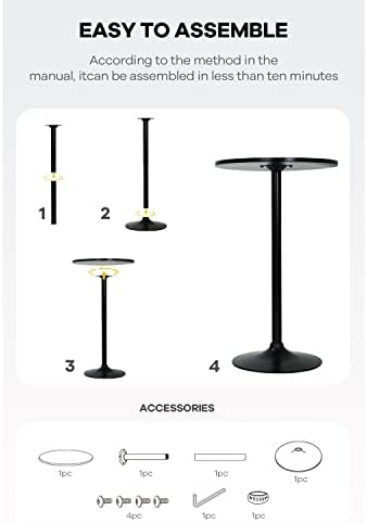 NChanmar Bar Table Round Pub Table Cocktail Bistro High Table with Black Top and Base for Home Kitchen Small Spaces