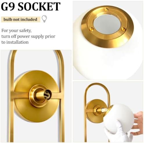 SeeU Modern Gold Wall Sconces Globe Lampshade Wall Light Fixture Set of 2