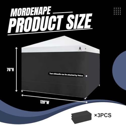 10x10 Pop Up Canopy Tent Sidewalls - Straight Leg Compatible, 300D Waterproof Polyester with 99% UV Protection, 3 Piece Black Wall Set