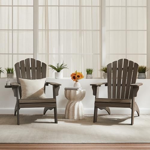 Psilvam Oversized Adirondack Chair with Cup Holder (1pc, Light Gray)