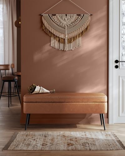 VASAGLE Storage Ottoman Bench, PU Leather, Steel Legs