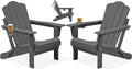 KINGYES Adjustable Adirondack Chairs Set of 2, Folding Outdoor Chair, Gray