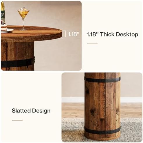 Tribesigns Round Bar Table, 39.4-Inch Bar Height, Bistro Pub Table
