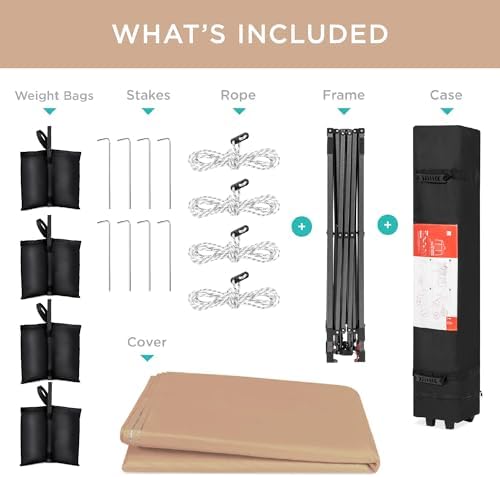 Best Choice Products 10x10 Pop Up Canopy Tent, EZ Setup, Tan