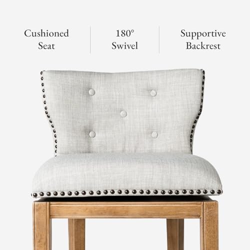 Maven Lane Hugo Counter Stool, Weathered Oak, Sand Color, 26"