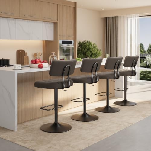 Adjustable Height Linen Bar Stools, Counter Height Barstools