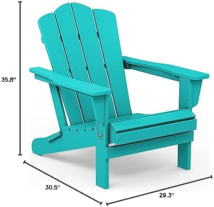 KINGYES Folding Adirondack Chair with Cup Holder, Aruba