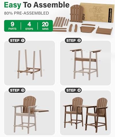 YEFU Tall Adirondack Chairs Set of 2, Oversize Balcony Adirondack Chair Set