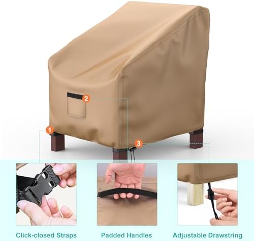 2 Pack Outdoor Patio Chair Covers Waterproof 32"Wx37"Dx36"H, Brown