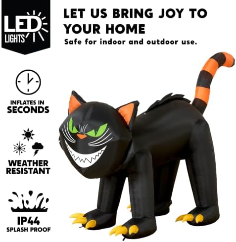 Joiedomi 7 ft Halloween Inflatables Outdoor Decoration, Blow Up Black Cat Inflatable with Moving Head & Green Eyes, Halloween Blow Ups Yard Decoration with LED Lights for Party Lawn Garden Decor