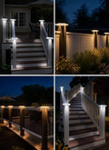 T-SUN 4x4 Solar Post Lights, 6 Pack Warm & Cool White for Post with Stairs