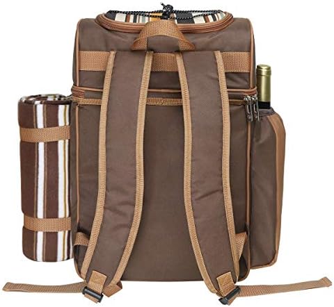 Hap Tim Picnic Basket Backpack for 4 Person with Insulated Leakproof Cooler Compartment, Wine Holder, Fleece Blanket, Cutlery Set, Wedding Gifts for Couples, Engagement Gifts