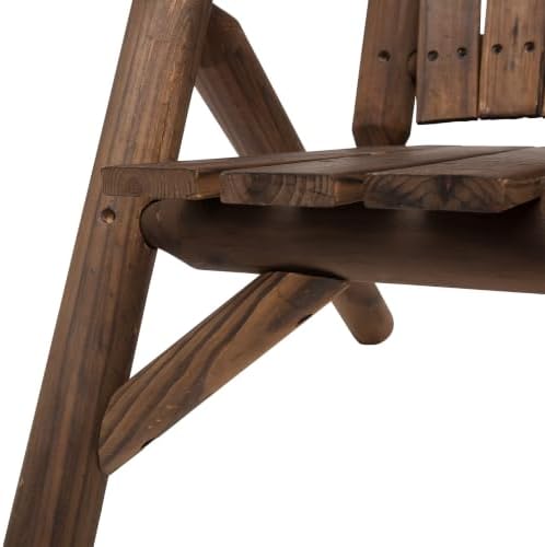 Outsunny 2-Seat Wooden Adirondack Chair Patio Bench with Table Carbonized