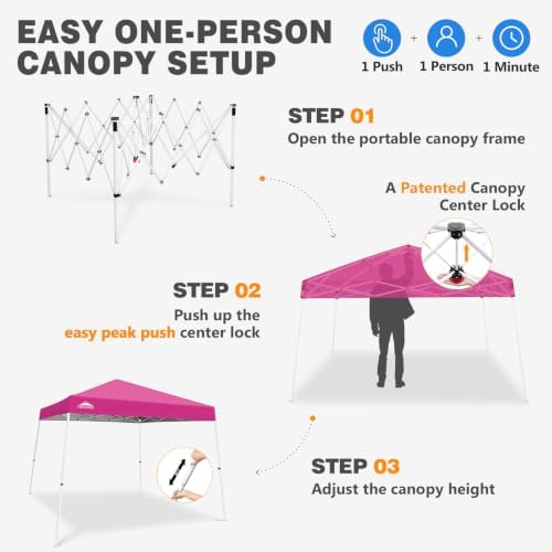 EAGLE PEAK 10x10 Slant Leg Pop Up Canopy Tent, Pink