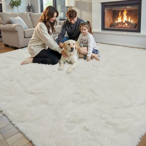 6x9 Shag Area Rug for Living Room,Cream Soft Plush Fluffy Carpet