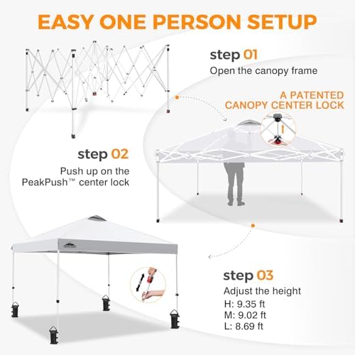 EAGLE PEAK 10x10 Pop Up Canopy Tent Easy Up Canopy Outdoor, White