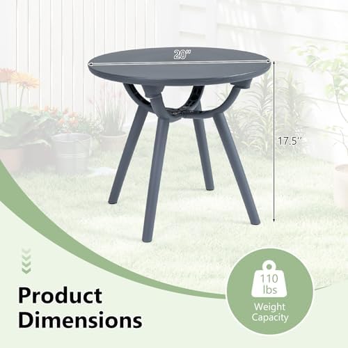 Tangkula Outdoor 20" Round Side Table Set of 2, Gray