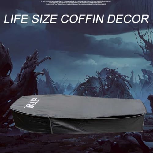 Halloween Pop Up Coffin with Lid, 60 inch Coffin Prop life size Collapsible, ...