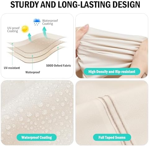 Tall Adirondack Chairs Set Cover,Waterproof Covers for Tall Adirondack Chair Set of 2,Outdoor Cover for Poly Balcony Chair with Connecting Tray,80" Wx30 Dx49 H,500D,Beige