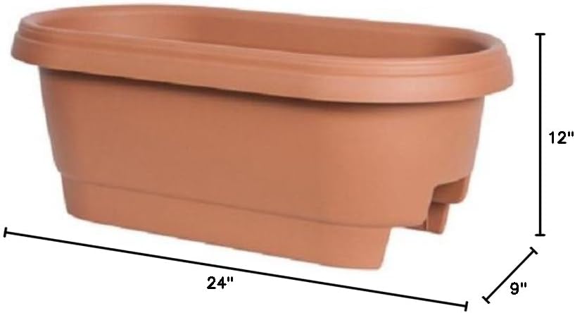 Fiskars 477241-1001 24" Terra Cotta Deck / Patio Rail Planters - Quantity 9