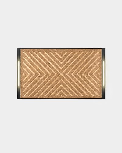 Anji Mountain BriteStep LED Doormat, 32.5x18.5in Pressure Activated Welcome Mat, All-Weather Front Door Mat, 18x30 Swappable Coir Insert, Wireless 3AA, Auto Shut-Off, Non-Slip Rubber Backing