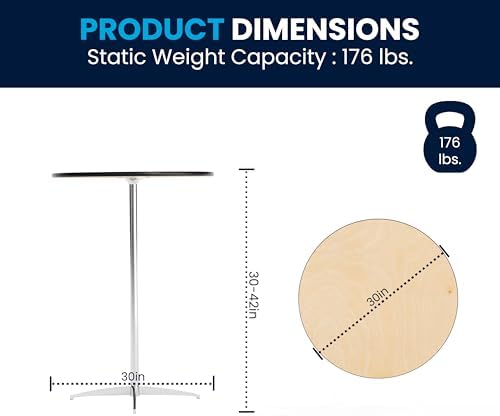 Flash Furniture Lars 30" Round Cocktail Table with 30" and 42" Columns, Adjustable Standard or Bar Height Round Table for Events or Home Use, Natural