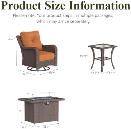 LayinSun 7 Piece Wicker Outdoor Furniture Set with 6-inch Comfy Cushions