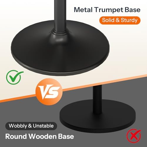 HOOBRO Round Bar Table, 35" Tall Pub Table, Cocktail Table with Base for Narrow Space, Bar Height Table for Kitchen, Easy to Assemble, Rustic Brown BF57BT01
