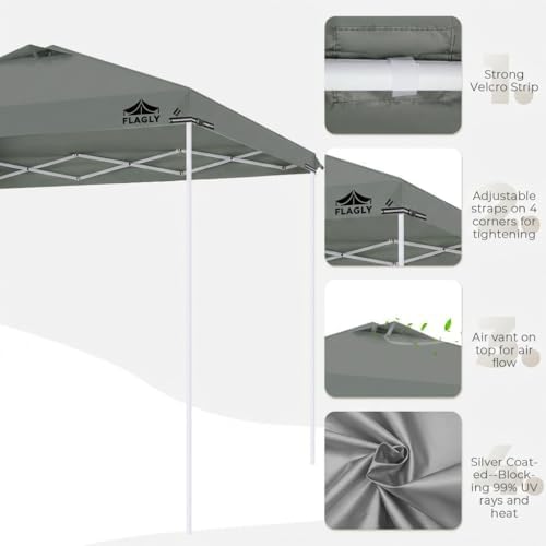 10x10ft Replacement Canopy Top with Air Vent, Waterproof & UV Protection Canopy Tent Top Cover for Straight Leg Canopy Frame - for Outdoor, Patio, Event, Trade Show (Dark Gray, 10x10ft)