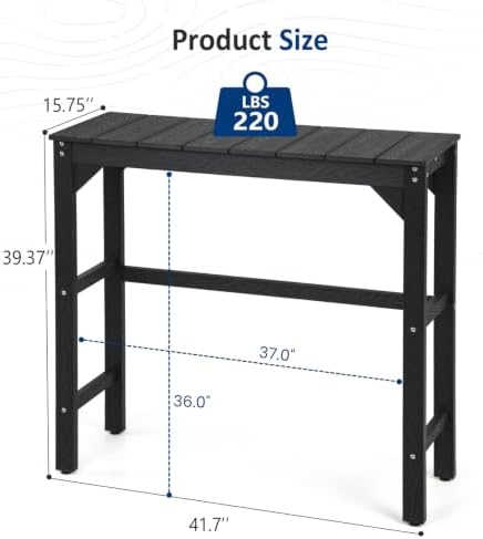 Outdoor Bar Table, 42" Weatherproof Patio Bar Height Counter Table