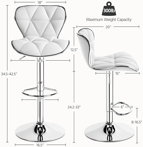 Yaheetech Bar Stools Set of 4 Modern Swivel Counter Barstools White