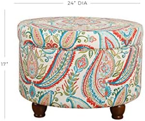 HomePop 24" Large Round Storage Ottoman - Bold Paisley