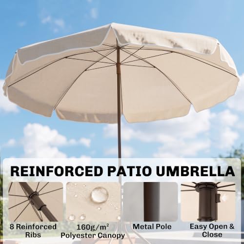 Outsunny 6 Piece Patio Dining Set for 4 with Umbrella, Beige