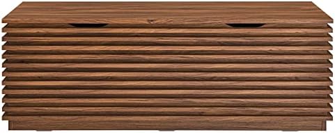 Modway Render 47" Wood Grain Storage Bench in Walnut