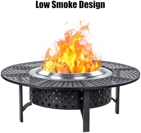 OutVue 47 Inch Smokeless Fire Pit with 2 Grills,Large Firepits for Outside